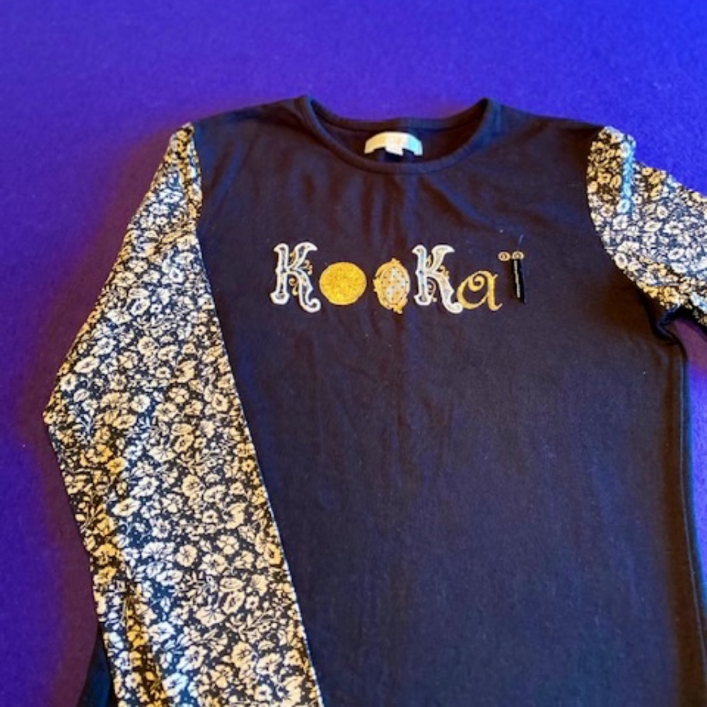 Kookai Black Flower Long Sleeve Shirt Girls Size Small